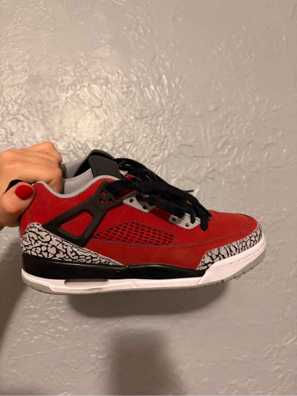 Nike Red, Black & White Retro-Style Sneakers with Elephant Print